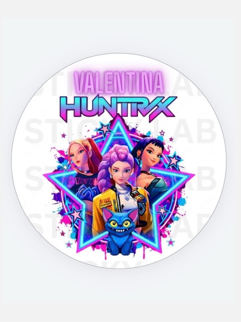 K-POP DEMON HUNTERS HUNTRIX BIRTHDAY PARTY ROUND STICKER LABELS